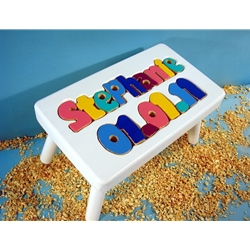 White Personalized Name And Birthday Stool
